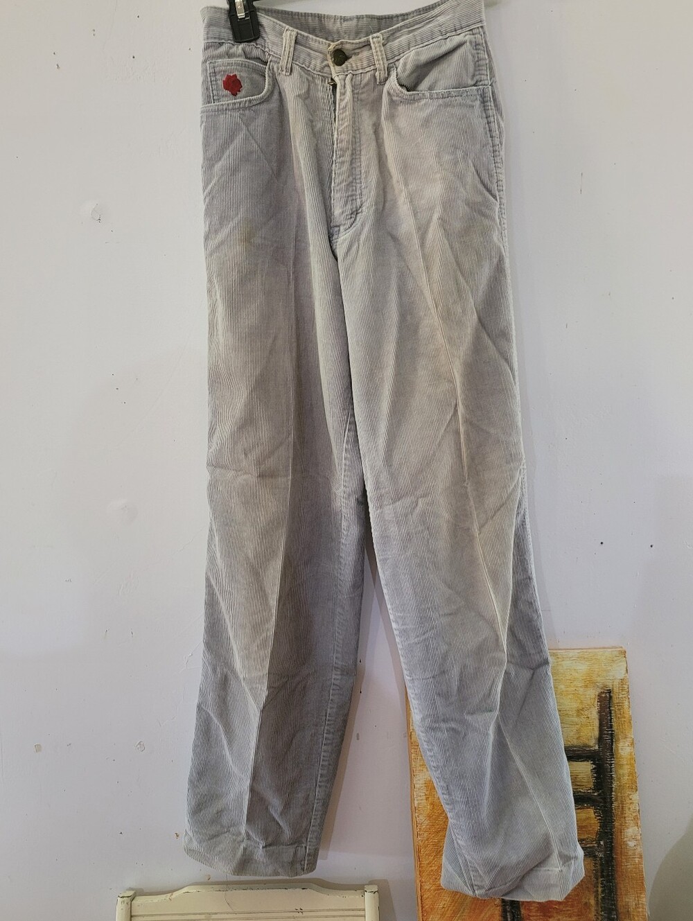 VTG Normandee Rose 5L Tall Women's Retro Straight-Leg Corduroy Pants Light Gray